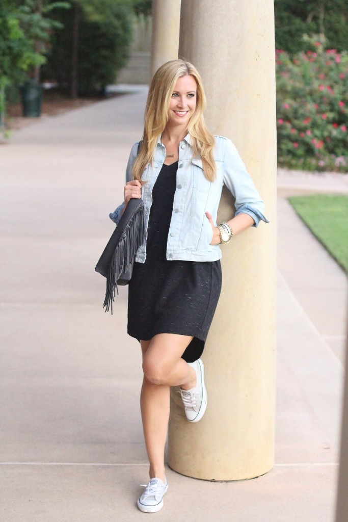 Must Have Fall Shift Dress and Fringe Tote