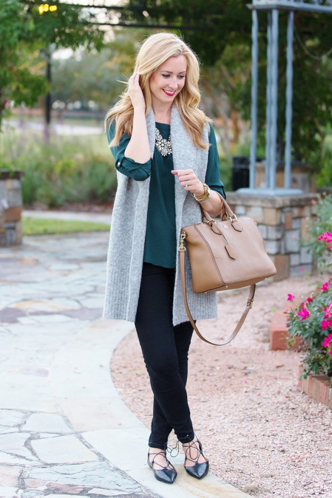 Green Blouse and long vest