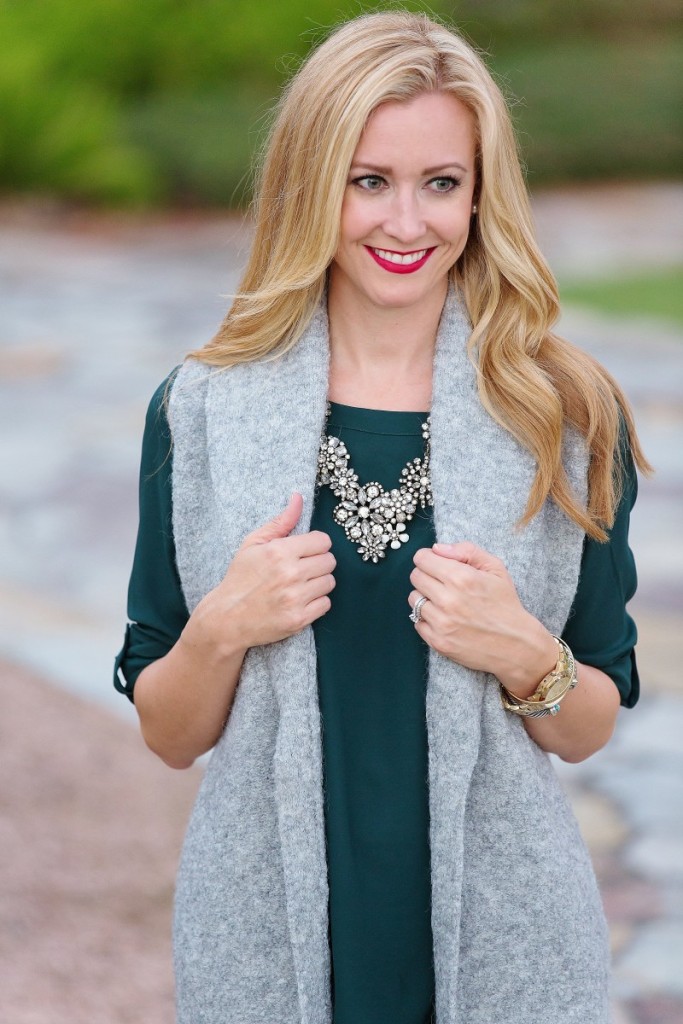 Green Blouse and long vest