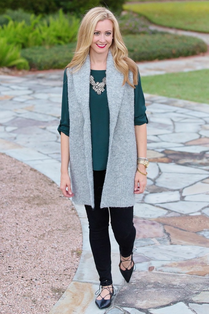 Green Blouse and long vest