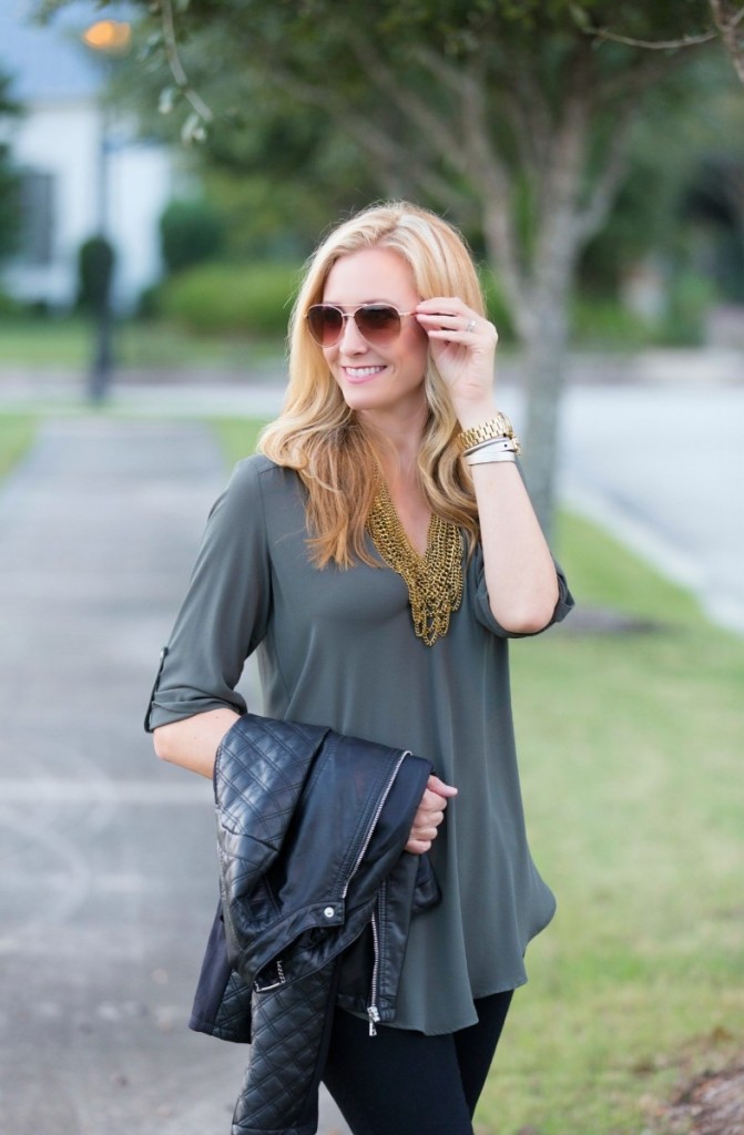 Olive Tunic and Moto Jacket