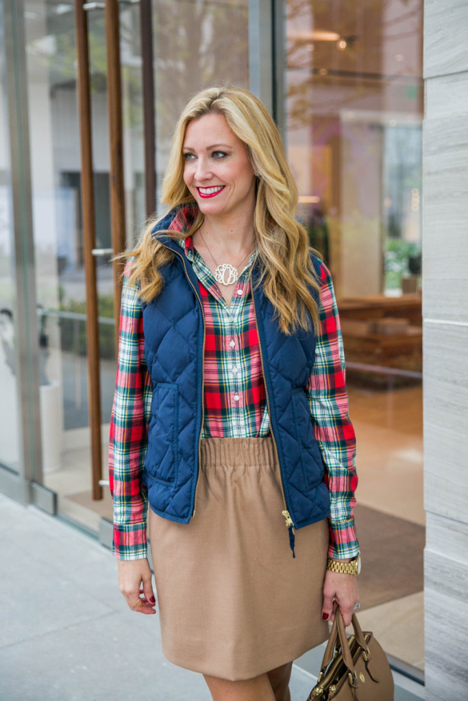 Plaid Shirt puffer vest