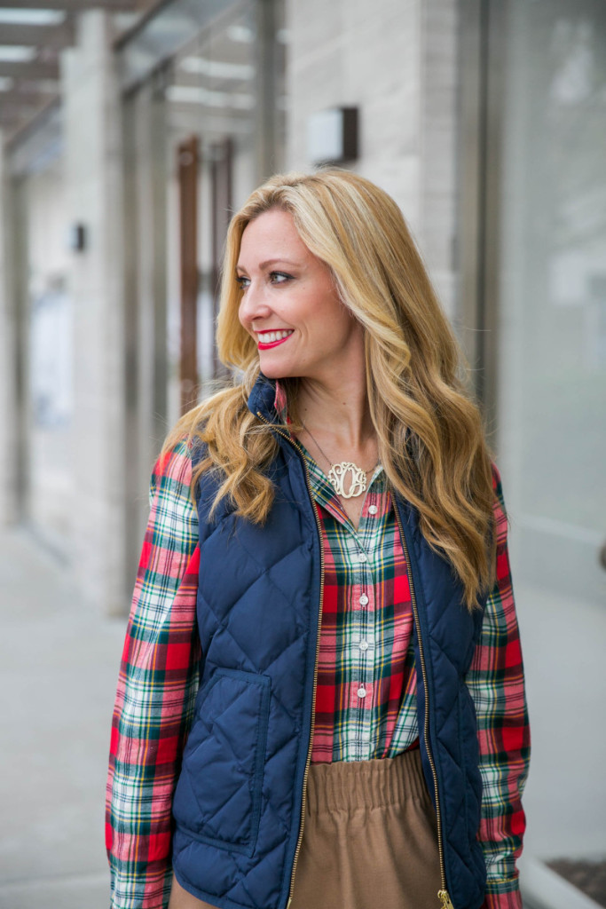 Plaid Shirt puffer vest