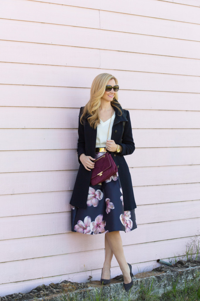 Floral a line midi skirt