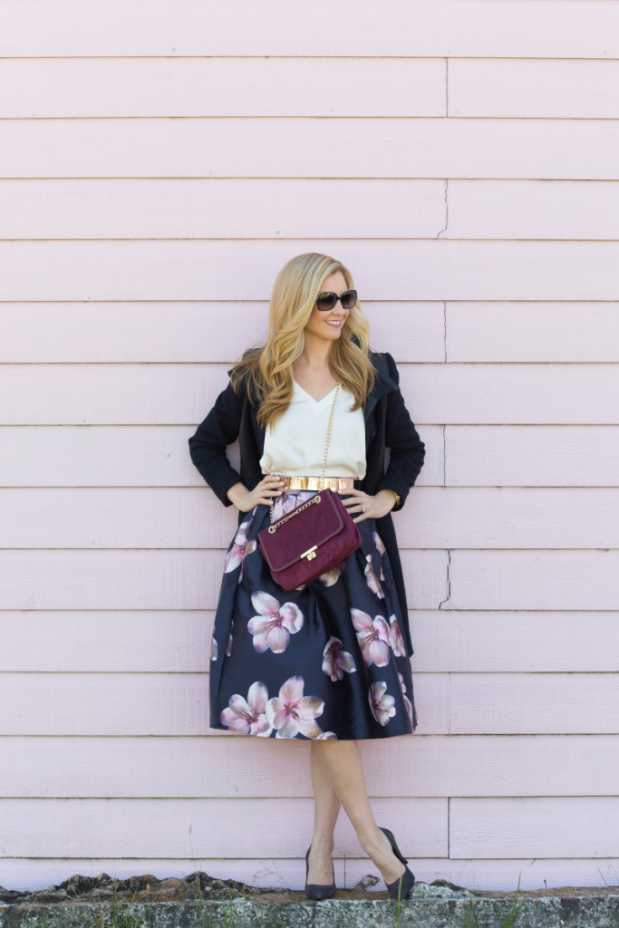 Floral a line midi skirt