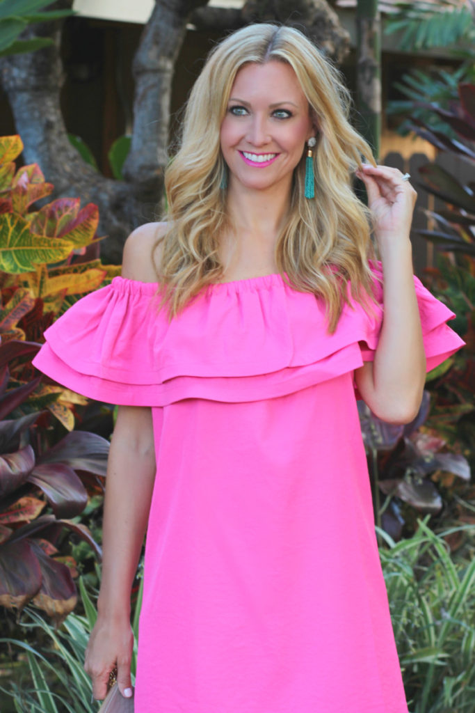 hawaii and pink ruffle dress