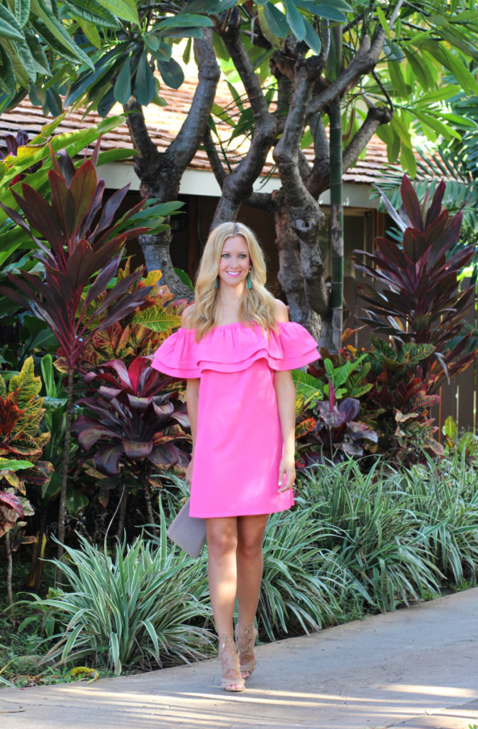 hawaii and pink ruffle dress