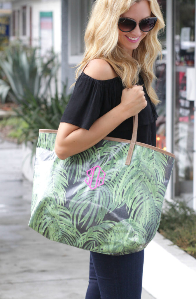 veeshee tote and off the shoulder top