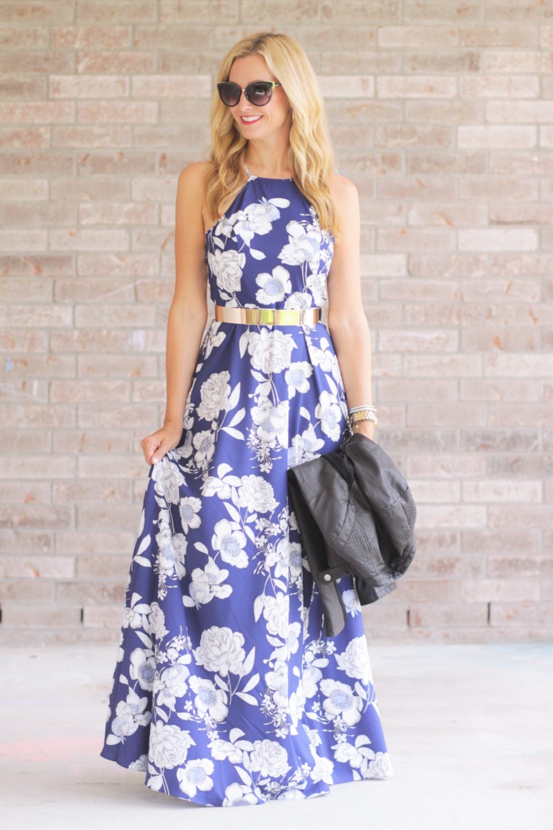 Floral Dress and Leather Jacket