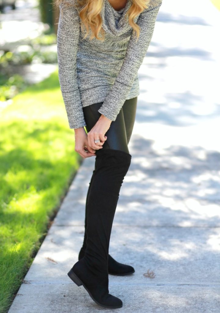 over the knee boots and cozy tunic