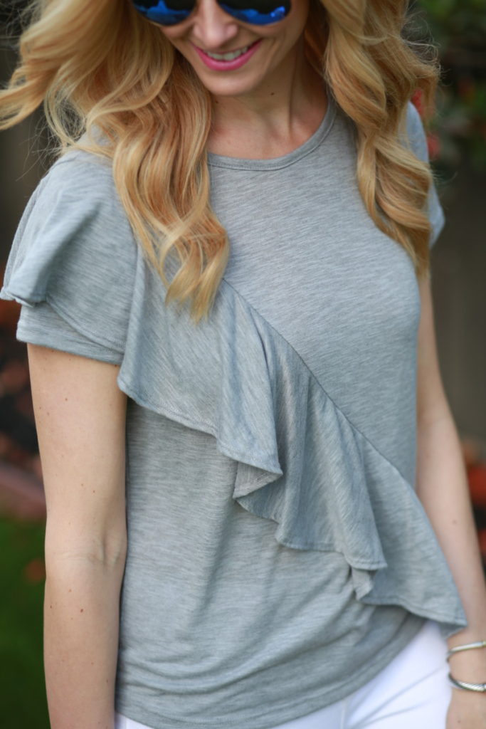 grey ruffle top