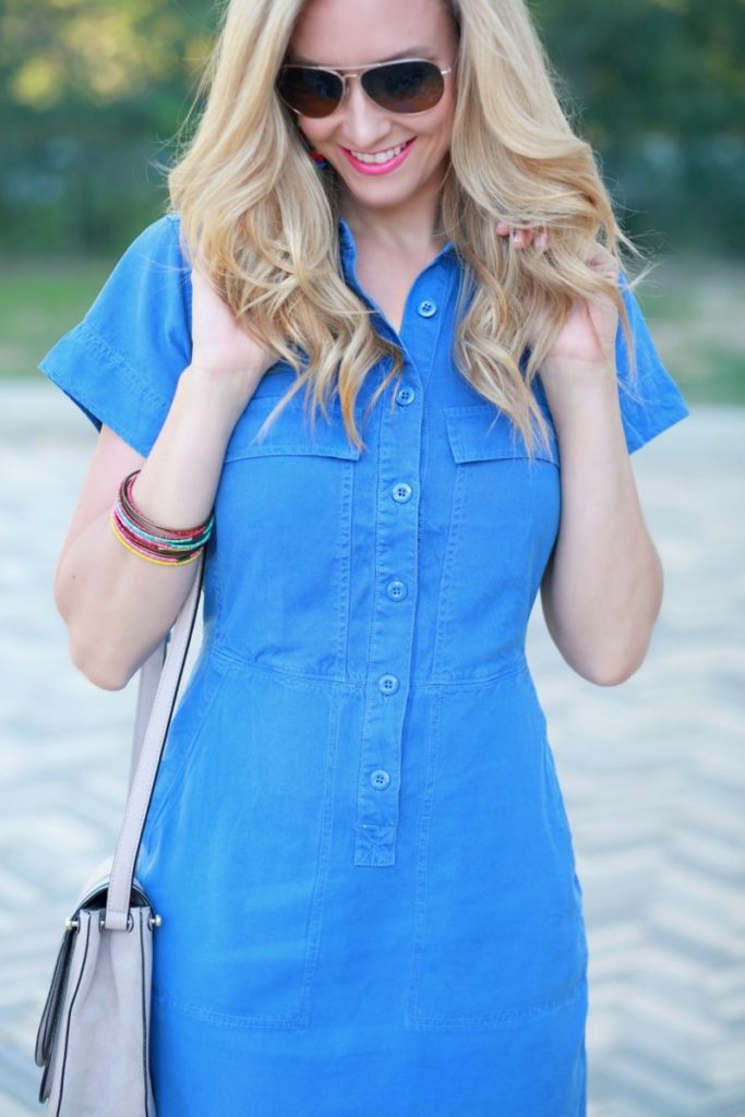 Blue Spring Dress Styled Up and Down by fashion blogger Sara of Haute & humid