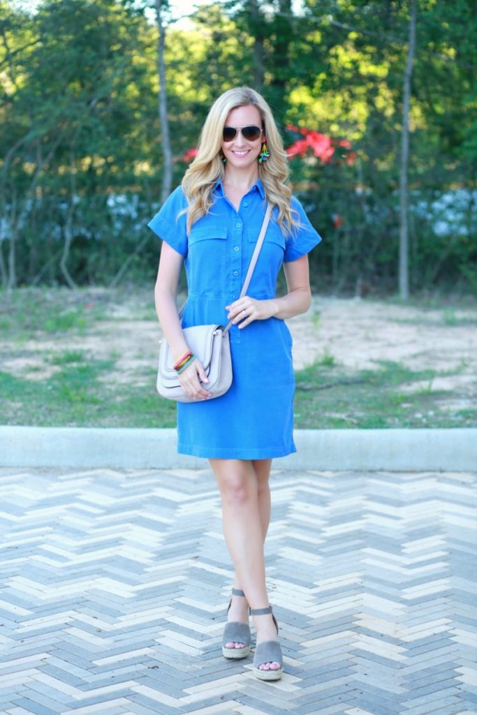Blue Spring Dress Styled Up and Down by fashion blogger Sara of Haute & humid