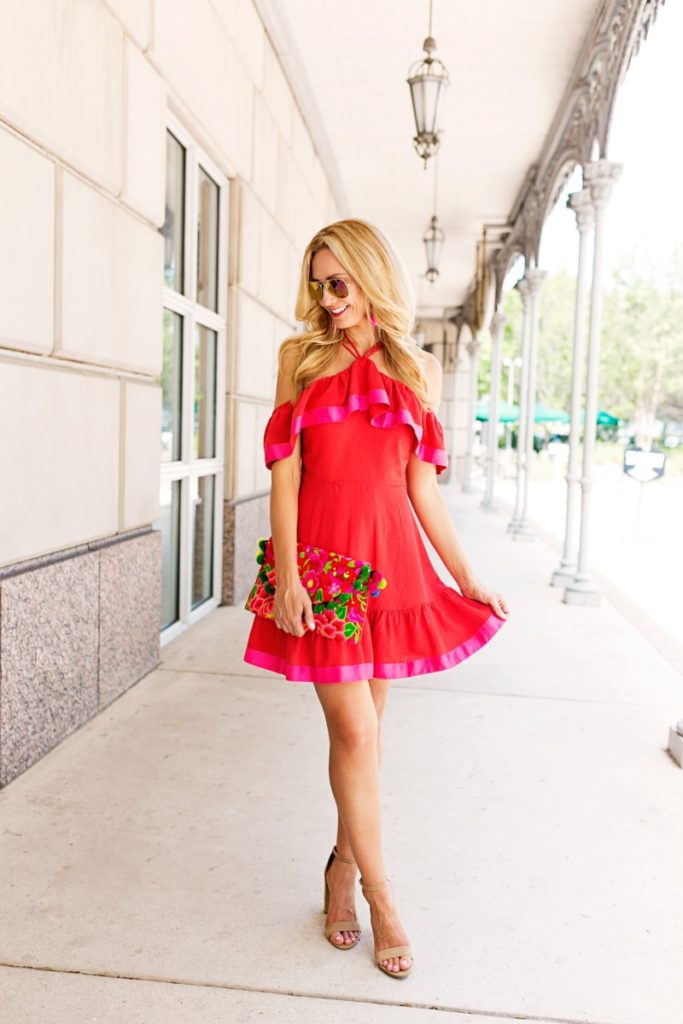 Affordable Cute Sundress and Colorful Clutch Under $100 by fashion blogger Sara of Haute & Humid