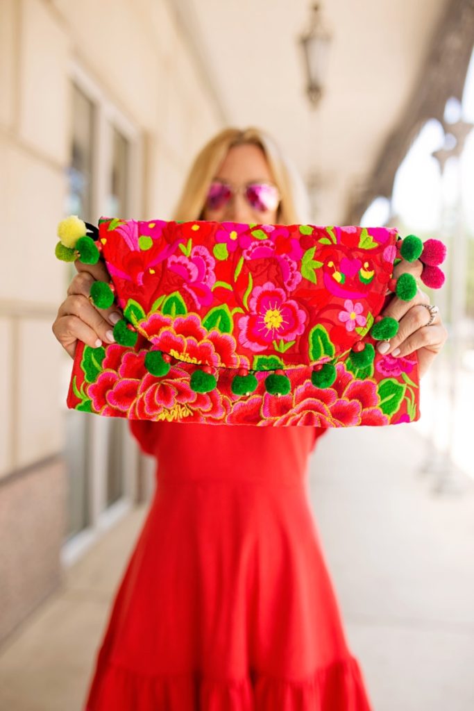 Affordable Cute Sundress and Colorful Clutch Under $100 by fashion blogger Sara of Haute & Humid