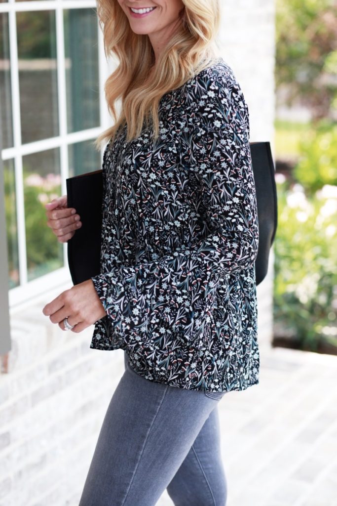 fall floral top - Fall Floral Top With Bell Sleeves - Two Ways by Houston fashion blogger Haute & Humid