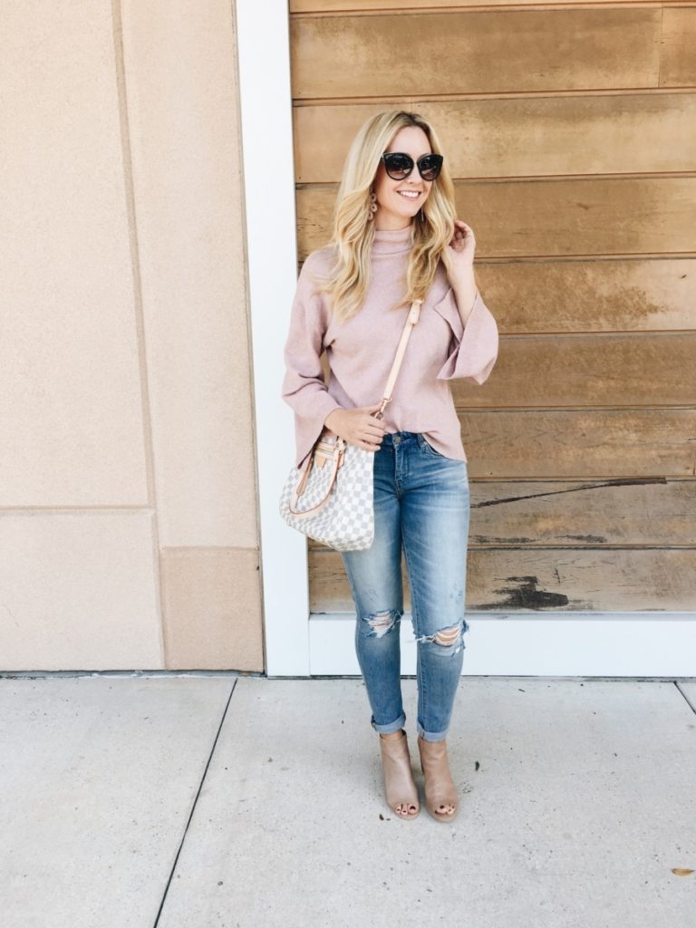 Pink Bell Sleeve Sweater & Things I'm Loving Lately by Houston fashion blogger Haute & Humid