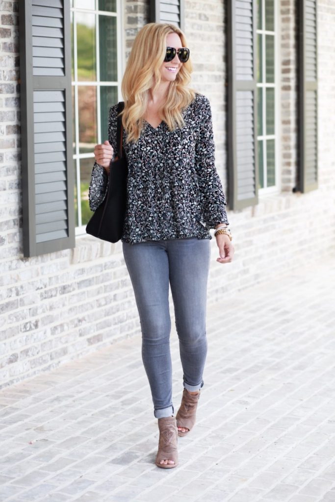 fall floral top - Fall Floral Top With Bell Sleeves - Two Ways by Houston fashion blogger Haute & Humid