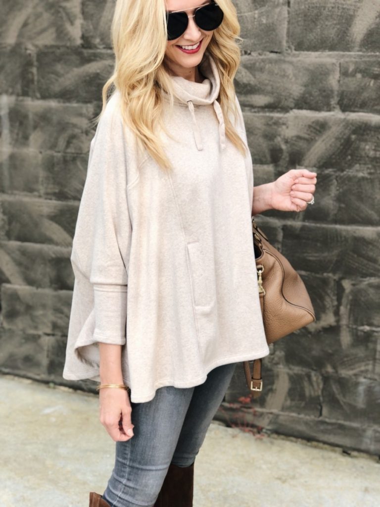 turtleneck poncho - The Softest Turtleneck Poncho by Houston fashion blogger Haute & Humid