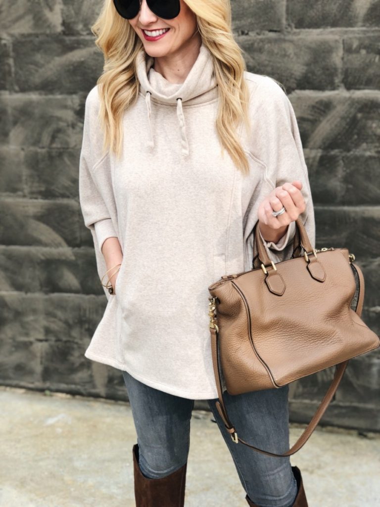 turtleneck poncho - The Softest Turtleneck Poncho by Houston fashion blogger Haute & Humid