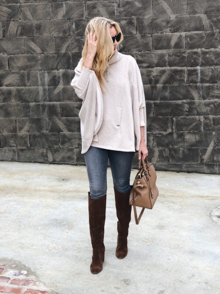 turtleneck poncho - The Softest Turtleneck Poncho by Houston fashion blogger Haute & Humid