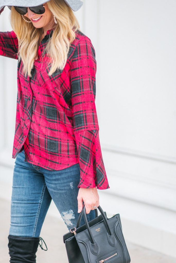 plaid tops - 9 Fabulously Festive Plaid Tops by Houston fashion blogger Haute & Humid