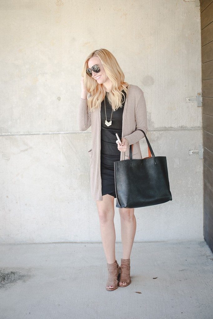 neutral cardigan by popular Houston fashion blogger Haute & humid