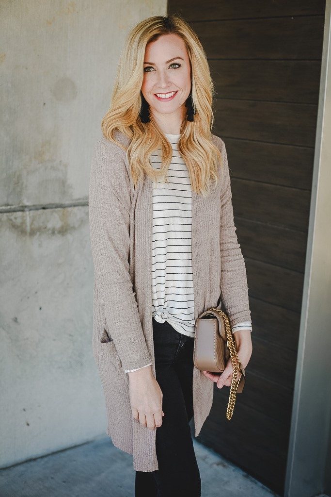 neutral cardigan by popular Houston fashion blogger Haute & humid