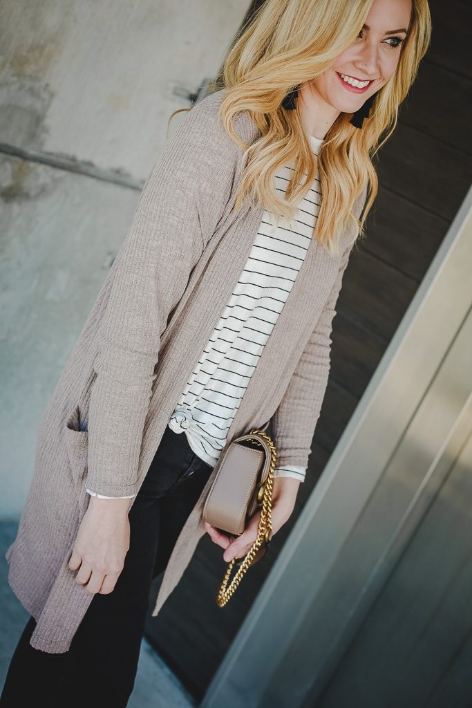 neutral cardigan by popular Houston fashion blogger Haute & humid