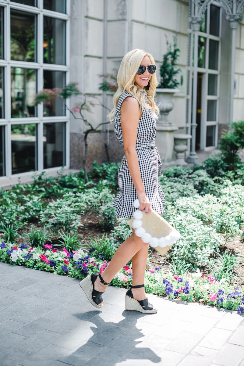 Black And White Gingham Dress styled by popular Houston fashion blogger, Haute & Humid