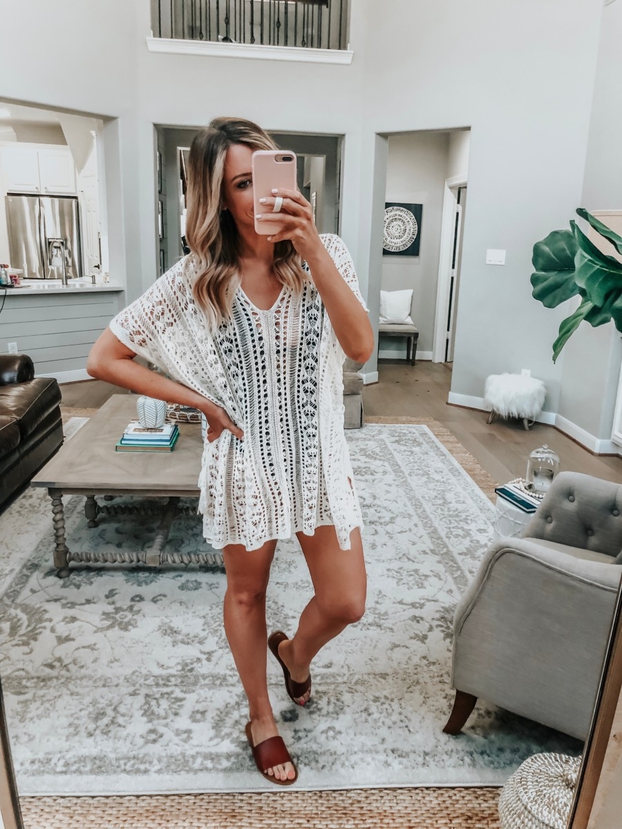 swimsuit coverup | 8 Affordable Swimsuits For Summer featured by top US life and style blog, Haute & Humid; image of a woman wearing an Amazon swimsuit cover up