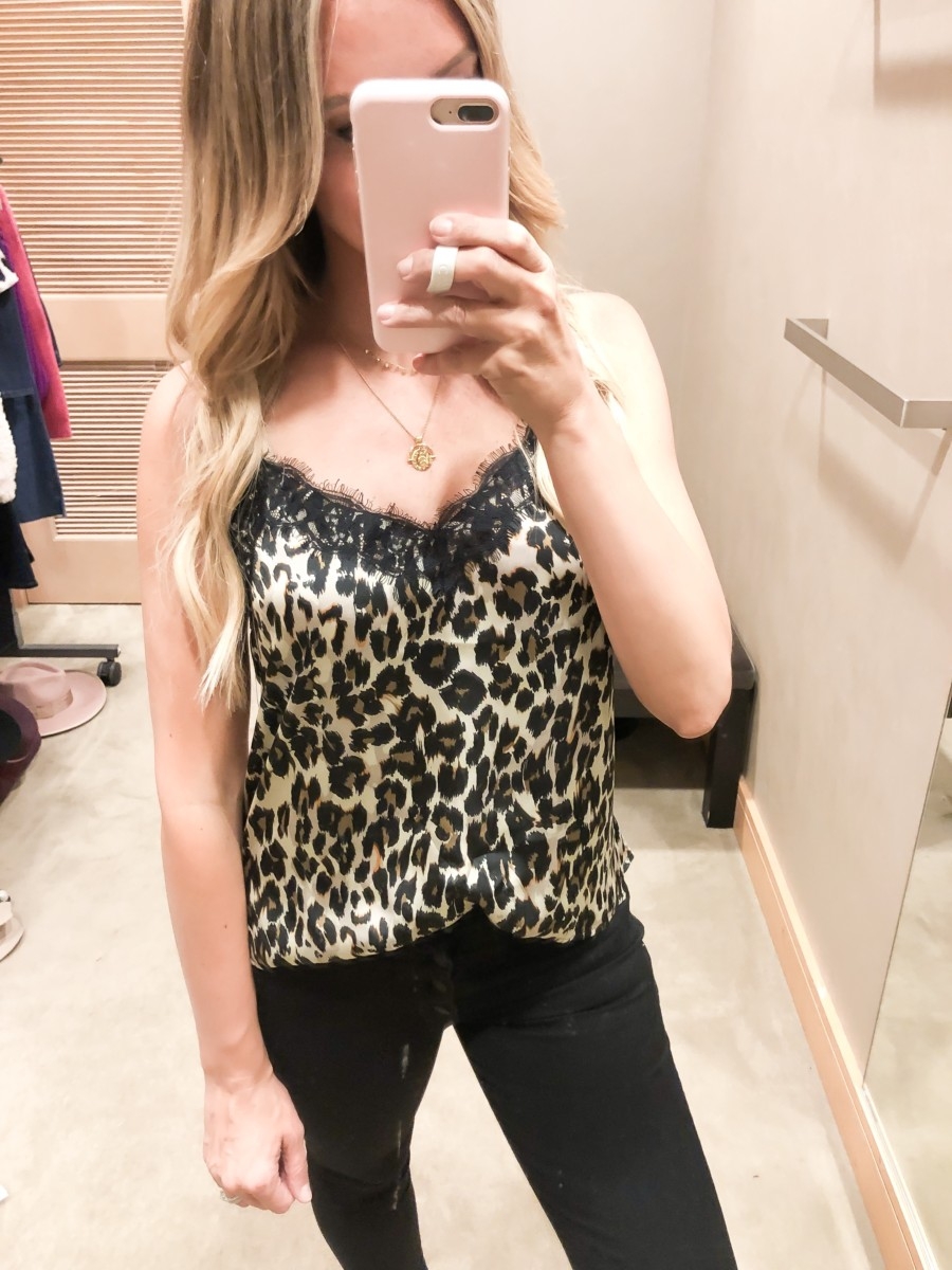 nordstrom anniversary sale cami | Nordstrom Anniversary Sale Favorites by popular Houston fashion blog, Haute and Humid: image of a woman in a Nordstrom dressing room wearing a Lace Trim Satin Camisole Top by BP., Yakira Over the Knee Boot by MARC FISHER LTD, and Ab-solution Skinny Ankle Jeans by WIT & WISDOM.
