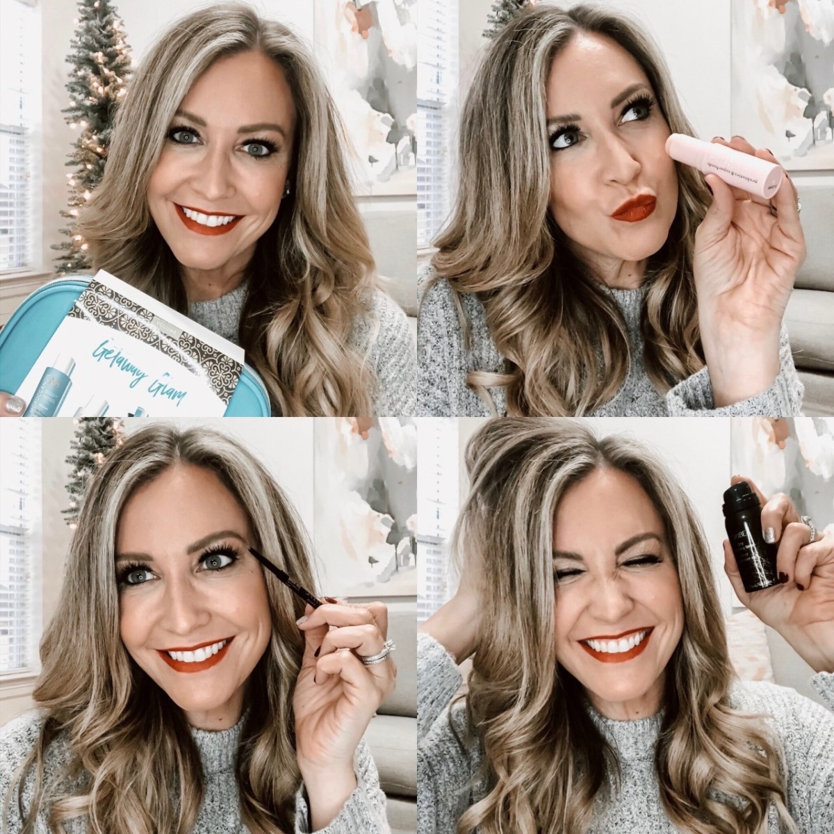 Gift Guide For The Beauty Lover | Beauty Gift Ideas: All Things Hair, Makeup And Skin by popular Houston beauty blog Haute and Humid: collage image of a woman holding her favorite beauty products. 