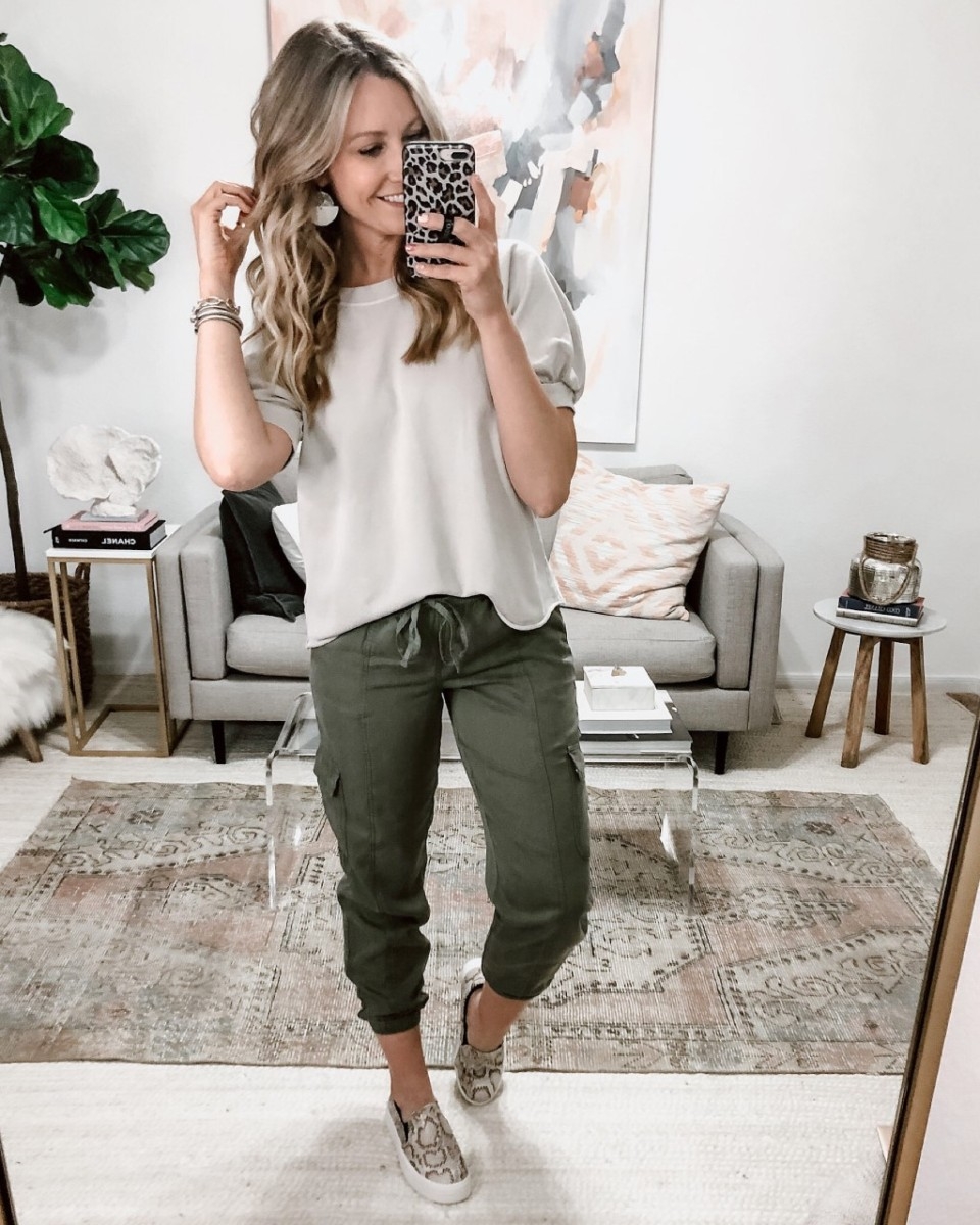 joggers | Spring Clothing by popular Houston fashion blog Haute and Humid: image of a woman wearing Mid-Rise Ankle Length Cargo Pants.