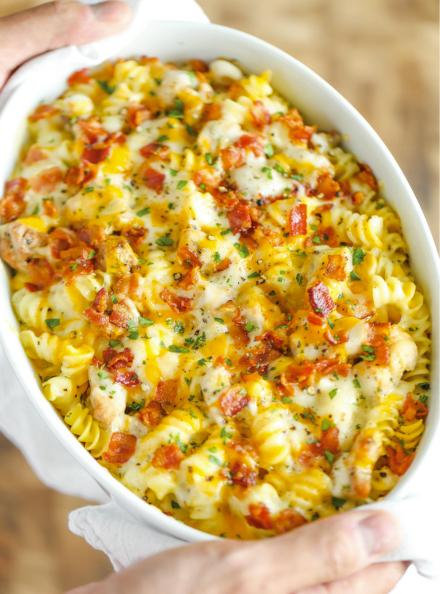 easy casserole dish | Stuck at Home Recipes by popular Houston lifestyle blog, Haute and Humid: image of chicken bacon ranch casserole. 
