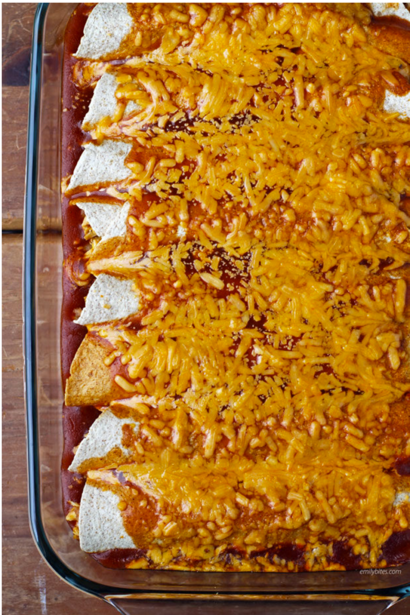 chicken enchiladas | Stuck at Home Recipes by popular Houston lifestyle blog, Haute and Humid: image of easy chicken enchiladas. 
