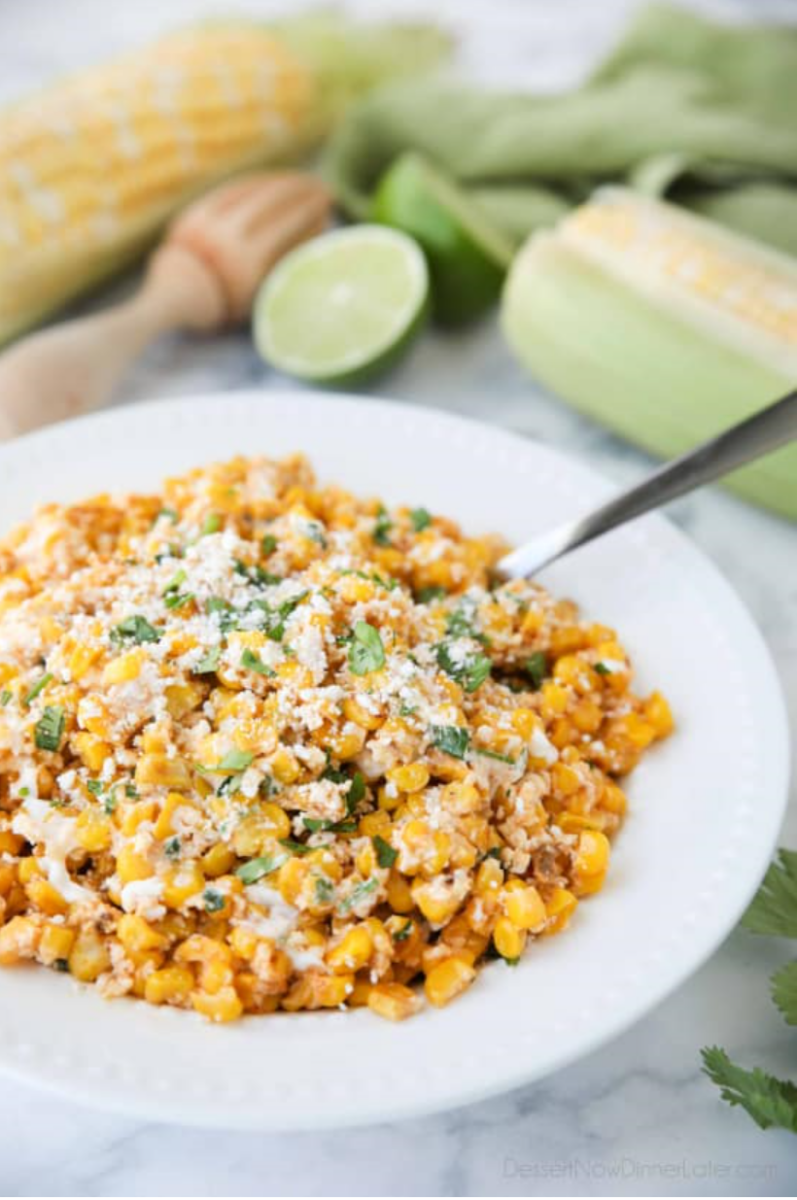 mexican street corn | Stuck at Home Recipes by popular Houston lifestyle blog, Haute and Humid: image of Mexican street corn salad. 