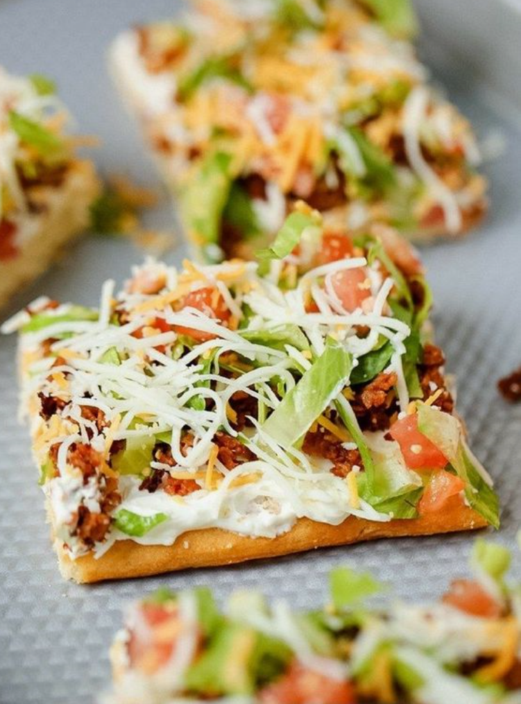 Stuck at Home Recipes by popular Houston lifestyle blog, Haute and Humid: image of taco pizza. 