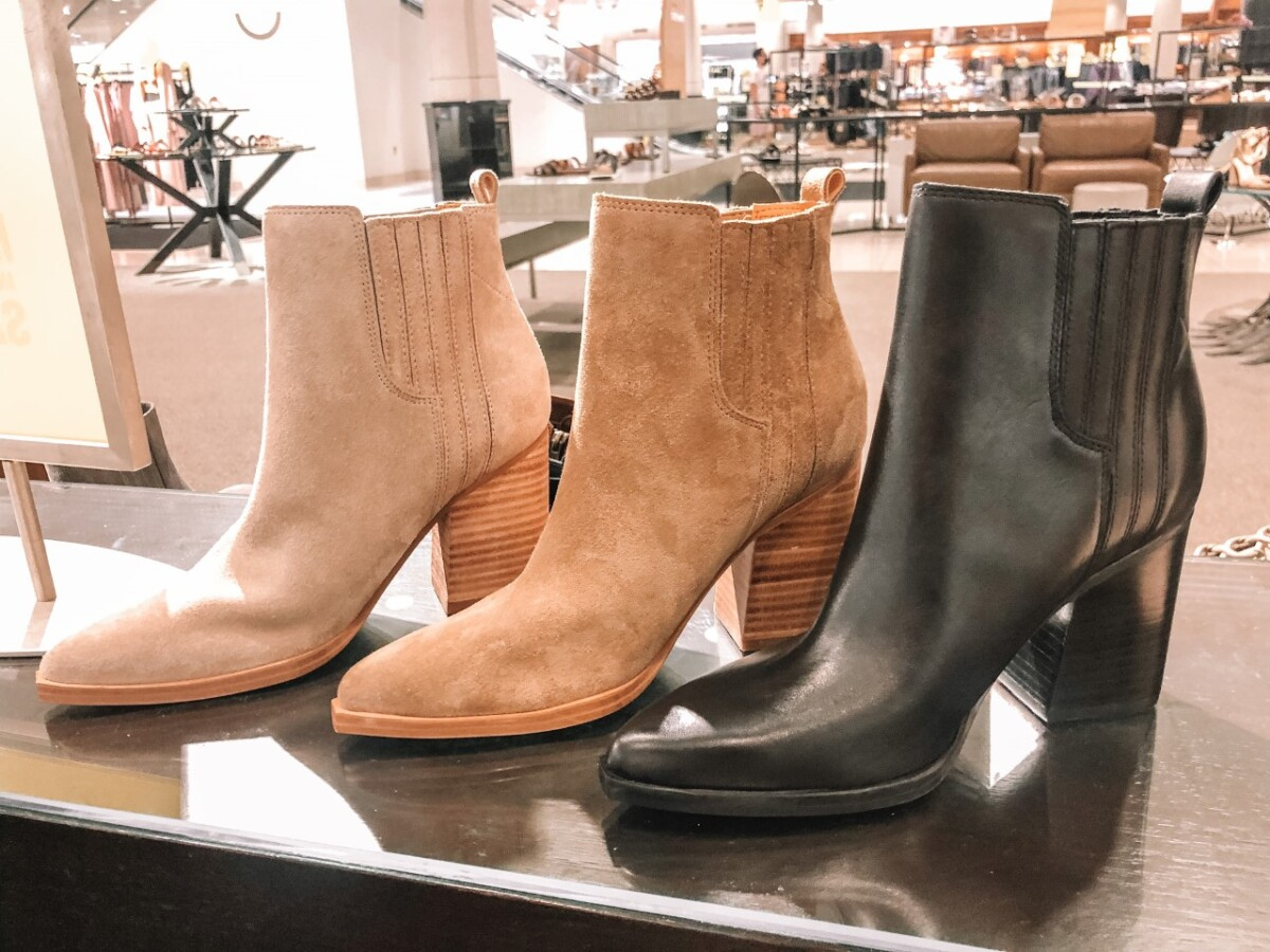 fall booties | Nordstrom Anniversary Sale by popular Houston fashion blog, Haute and Humid: image of suede and leather ankle boots. 