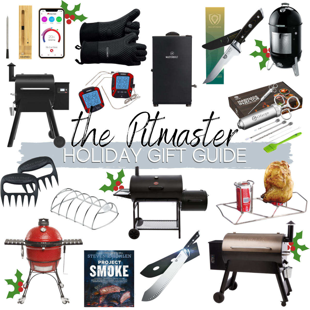 mens gift ideas smoking, outdoors |Christmas Gift Ideas by popular Houston life and style blog, Haute and Humid: collage image of BBQ gift ideas. 