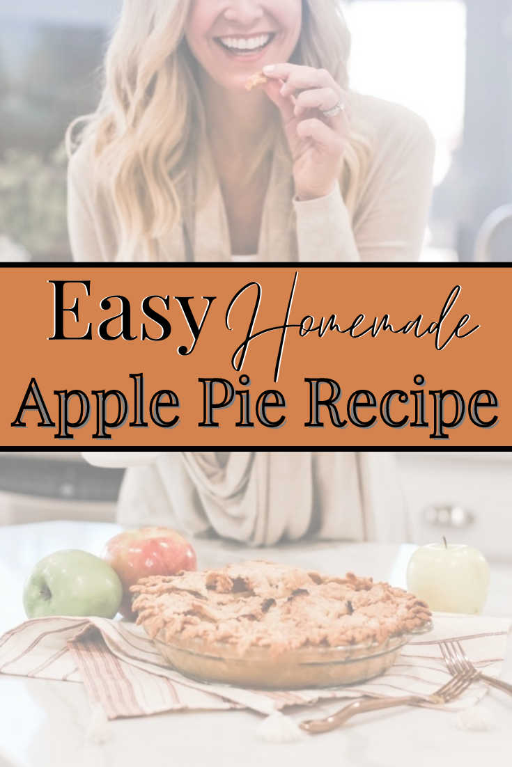 apple pie recipe |Mama Mary's Easy Apple Pie Recipe featured by top US lifestyle blog Haute & Humid | Easy Apple Pie Recipe by popular Houston lifestyle blog, Haute and Humid: Pinterest image of a apple pie resting on some striped dish towels. 