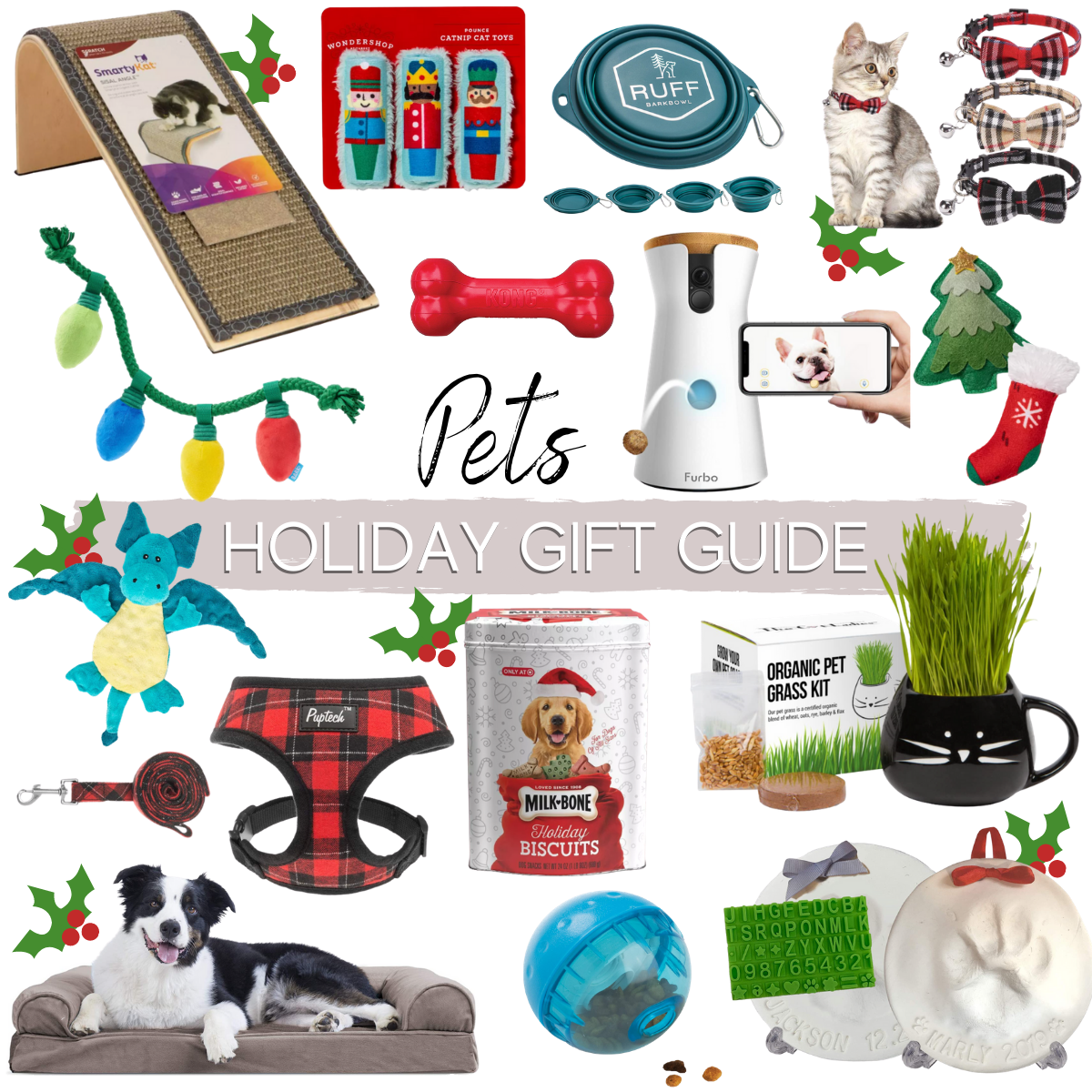 pet gift guide |Christmas Gift Ideas by popular Houston life and style blog, Haute and Humid: collage image of pet gift ideas. 
