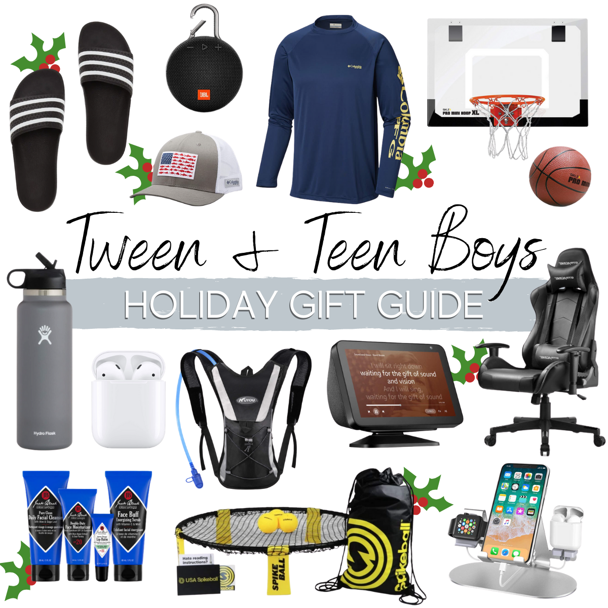 teen boys gift guide |Christmas Gift Ideas by popular Houston life and style blog, Haute and Humid: collage image of gift ideas for tween and teen boys. 