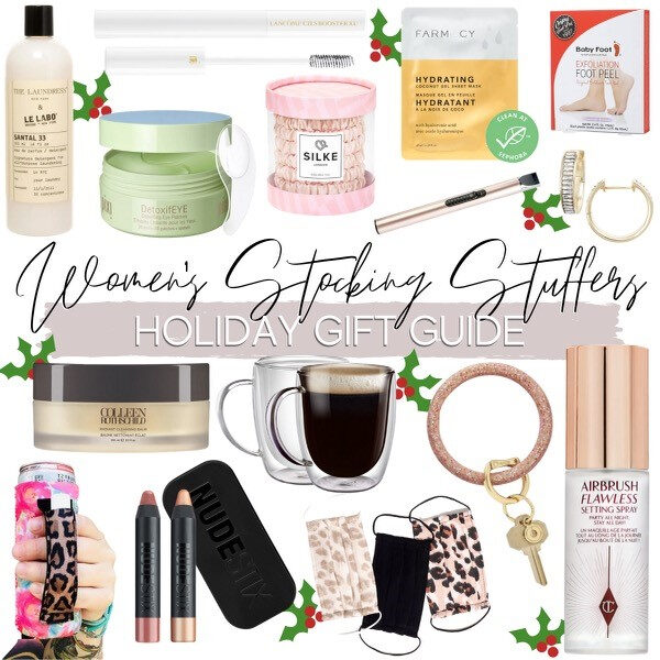 womens stoking stuffers |Christmas Gift Ideas by popular Houston life and style blog, Haute and Humid: collage image of women's stocking stuffer ideas. 