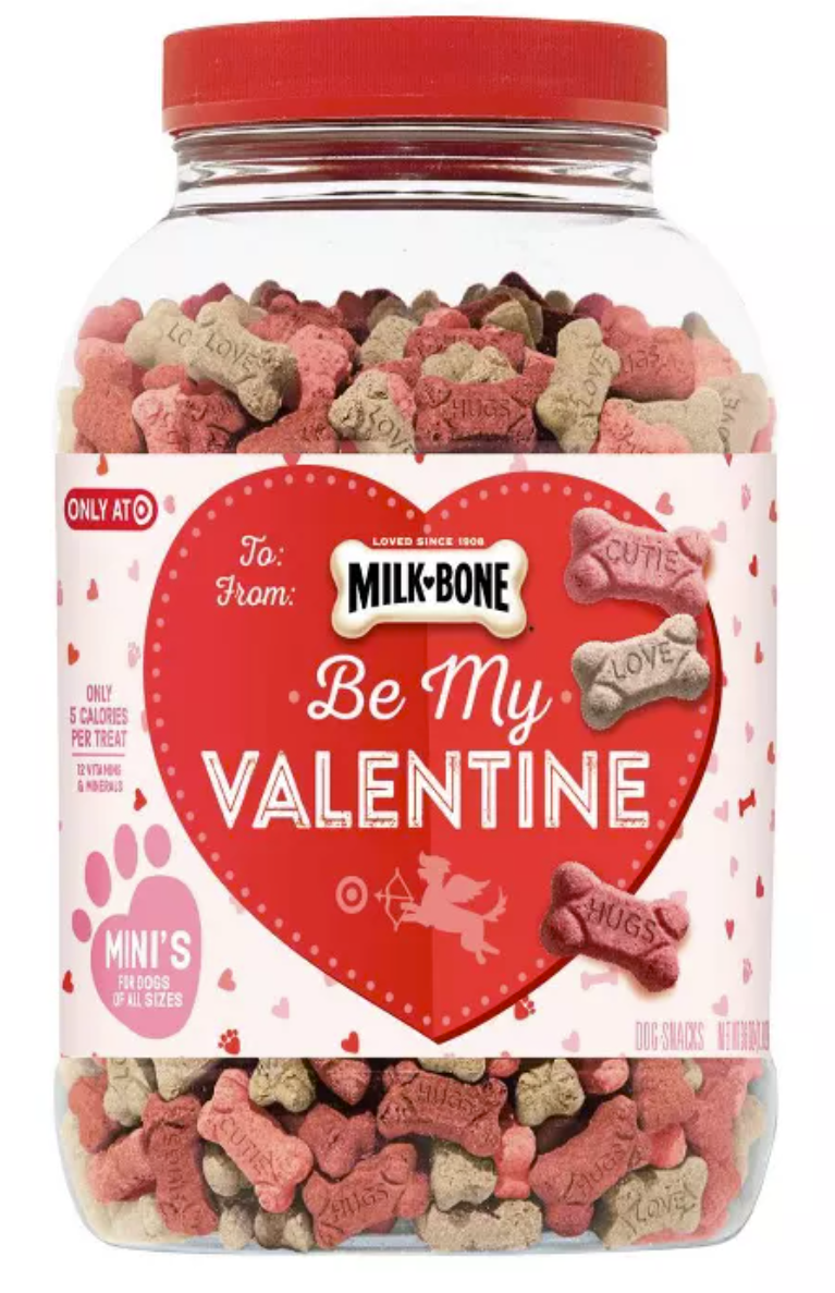 milk bone dog treats |Milk Bone Dog Treats by popular Houston lifestyle blog, Haute and Humid: image of Milk Bone Be my Valentine dog treats. 