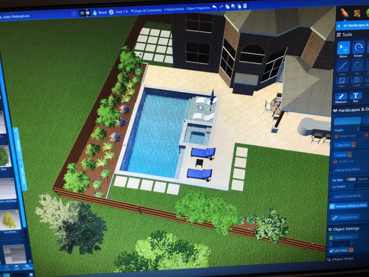 pool rendering | pool dig | pool before and after | Outdoor Kitchen by popular Houston life and style blog, Haute and Humid: image of a backyard digital blue print. 