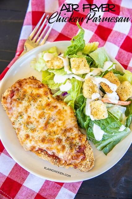 chicken parm | Summer Dinner Ideas by popular Houston lifestyle blog, Haute and Humid: image of air fryer chicken parmesan. 