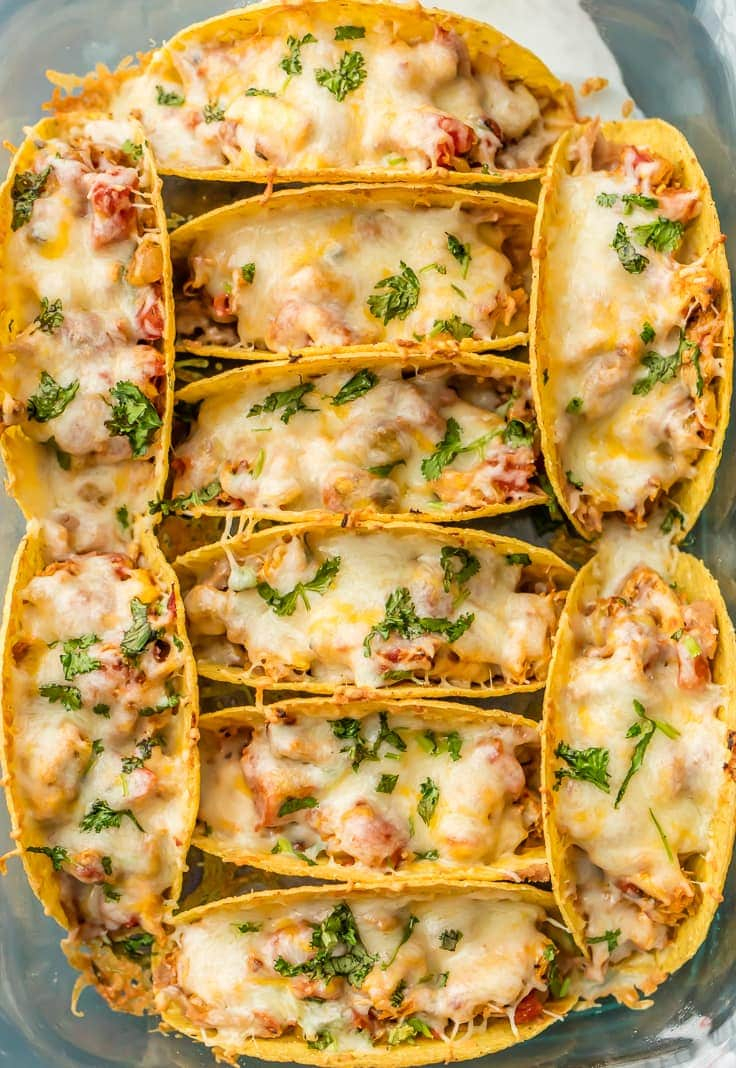 baked chicken tacos | Summer Dinner Ideas by popular Houston lifestyle blog, Haute and Humid: image of baked chicken tacos. 