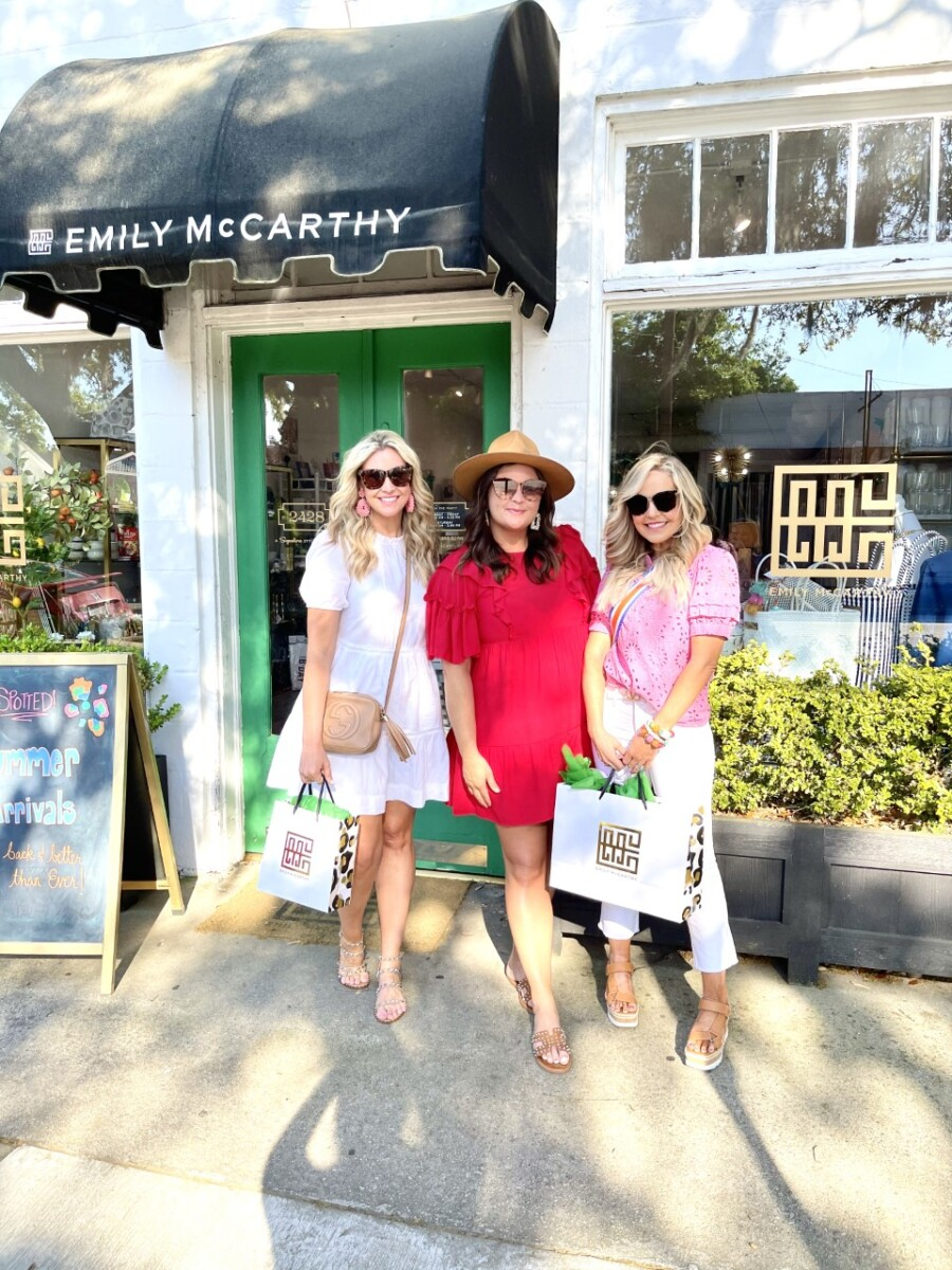 shopping savannah | Savannah Georgia Travel Guide by popular Houston travel blog, Haute and Humid: image of three women standing outside Emily McCarthy. 