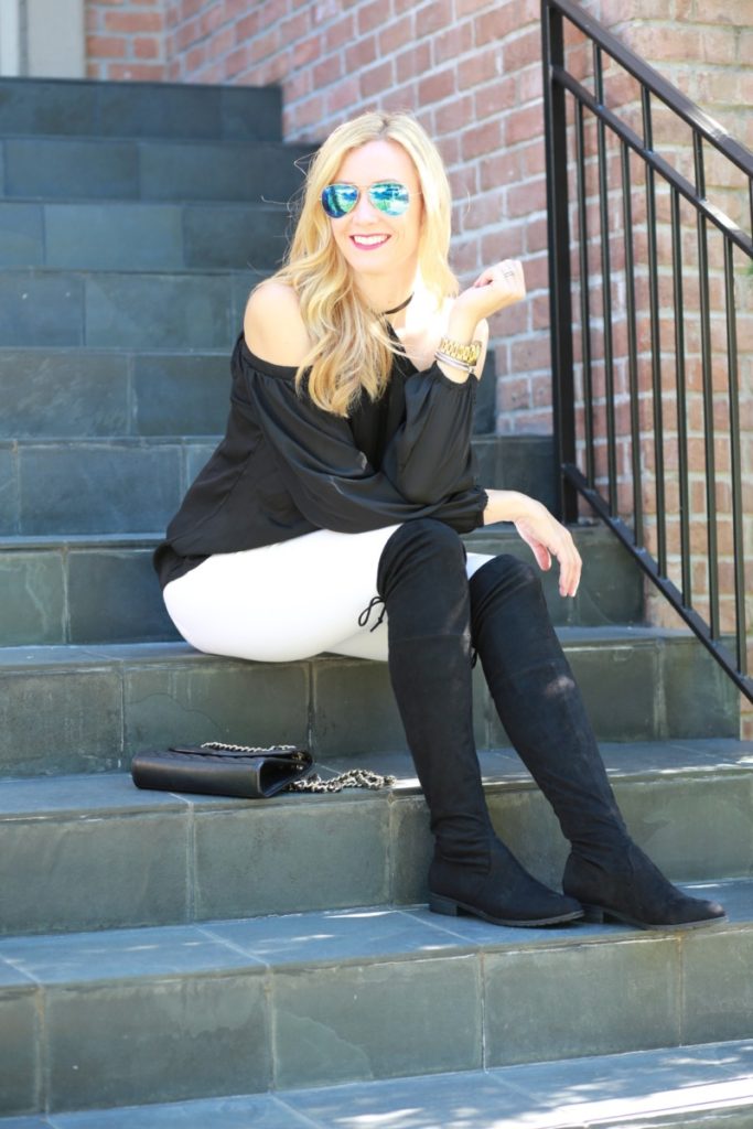 OTK Boots and Cold Shoulder Top - Haute & Humid